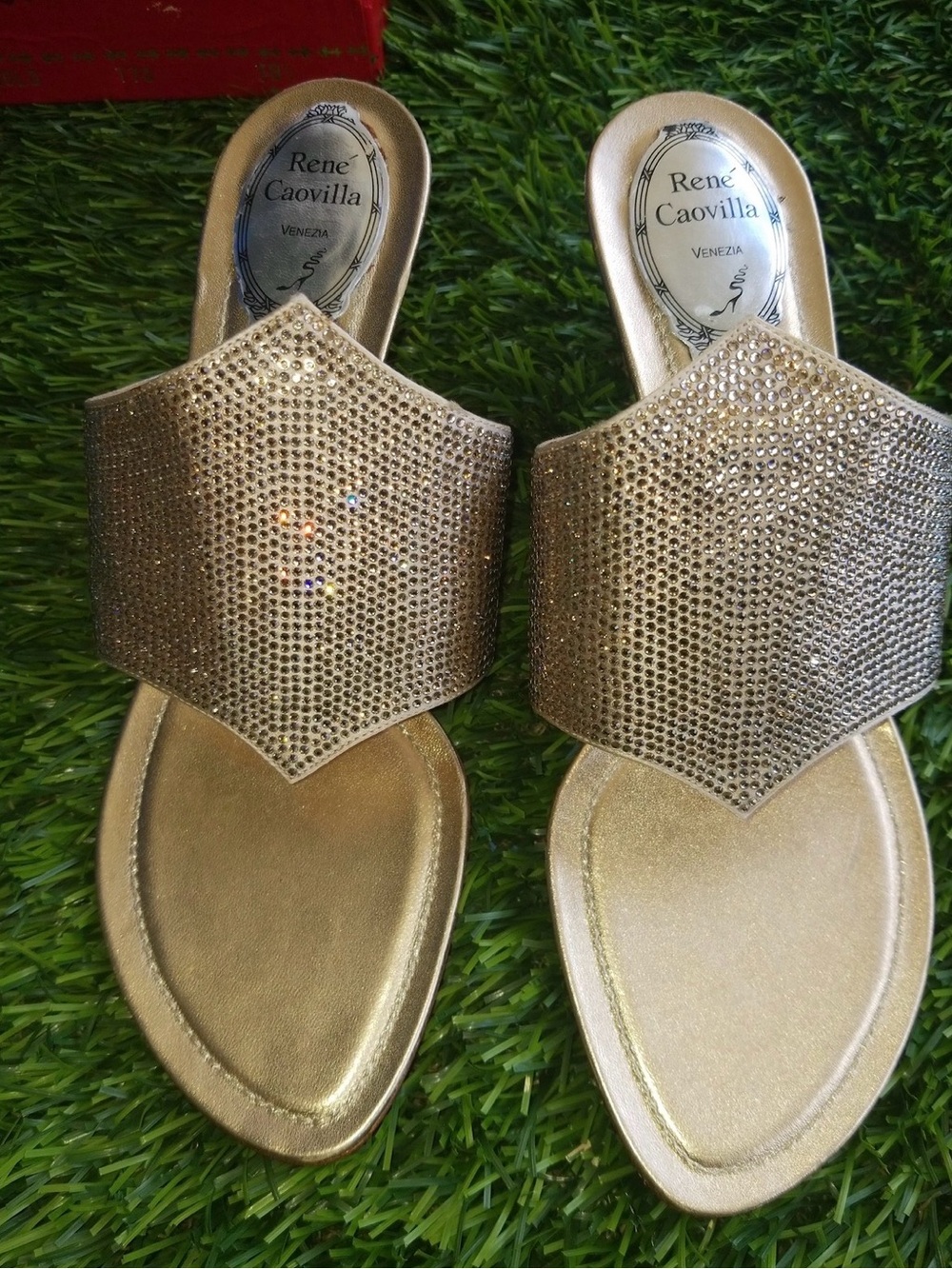 Rene Caovilla Gold Crystal-Embellished C4552 38.5